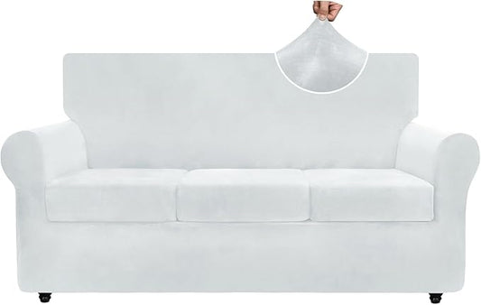 ZNSAYOTX Luxury Velvet Couch Cover 4 Piece Stretch Sofa Covers