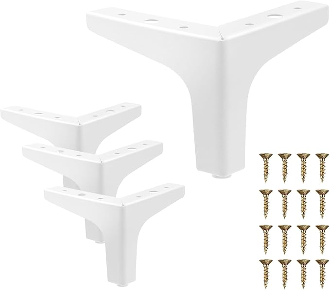 AODIOU Furniture Legs White Replacement Feet: Sofa Legs 4 Inch European Style