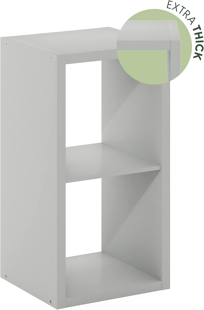 Furinno Cubicle Open Back Decorative Cube Storage Organizer, Light Grey