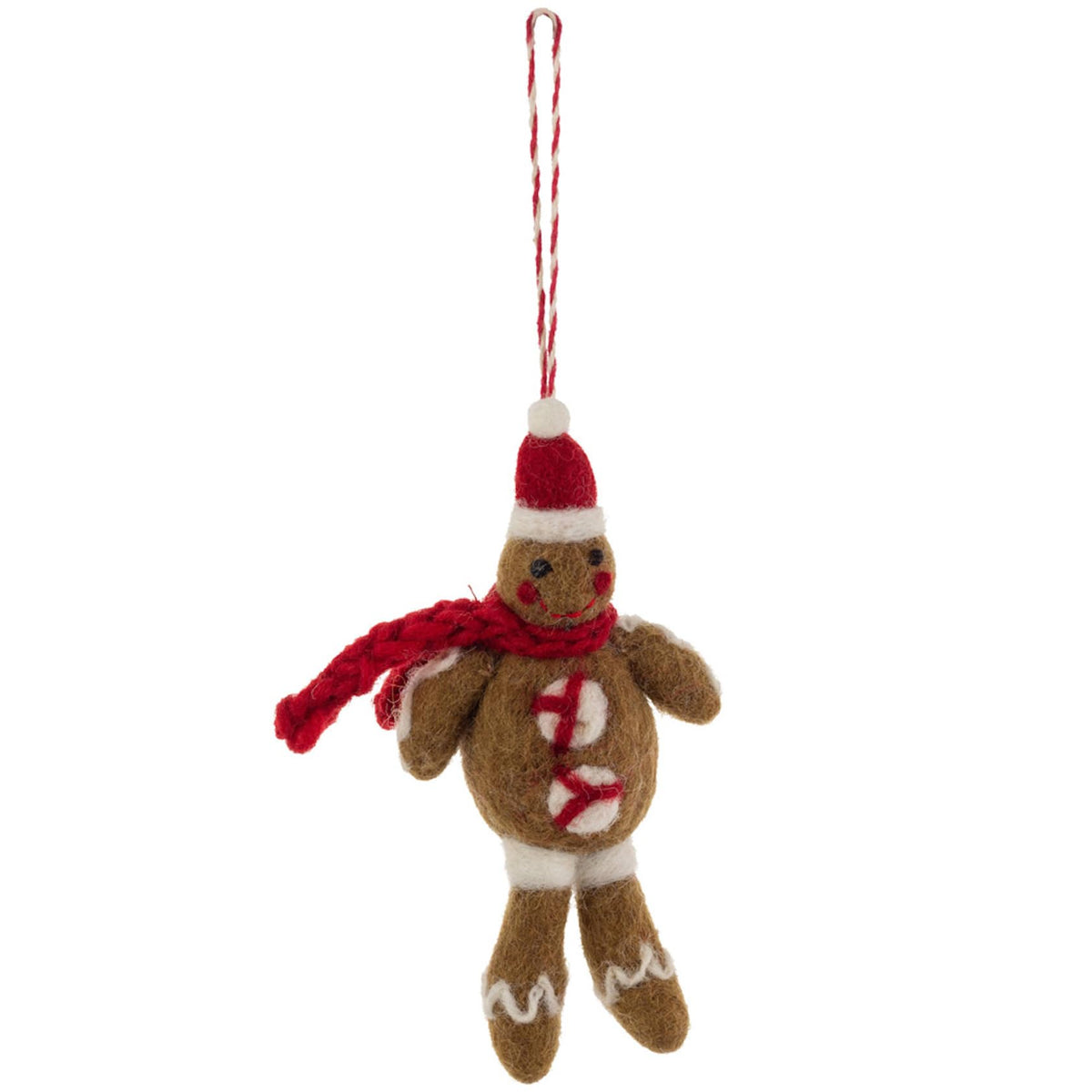 Boston International Felt Christmas Tree Ornament Winter Holiday Hanging Ornaments Decorations for Home, 5", Gingerbread Boy