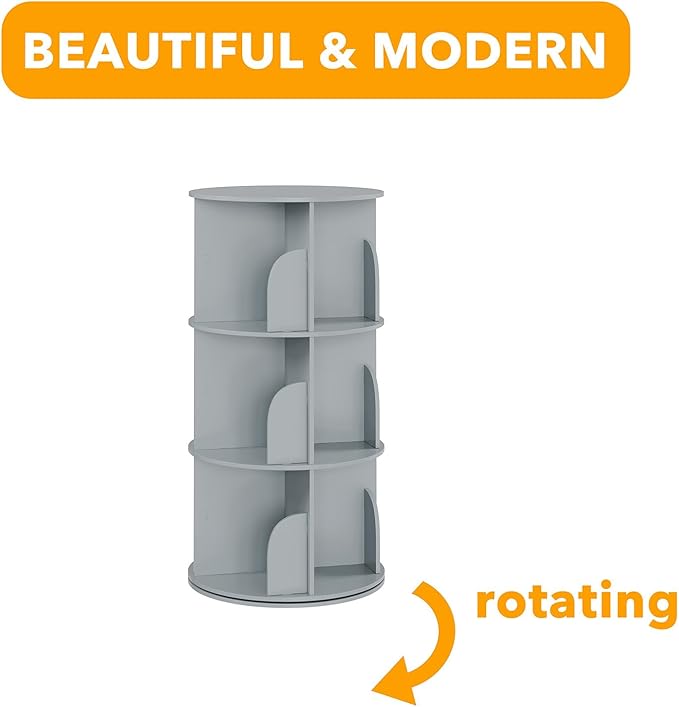 SpaceAid 3 Tier Rotating Bookshelf Tower, Spinning Bookcase Lazy Susan