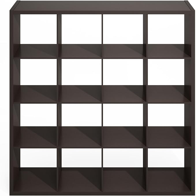 Furinno Simple Cube Storage Organizer, 16-Cube Display Shelf, Open Back