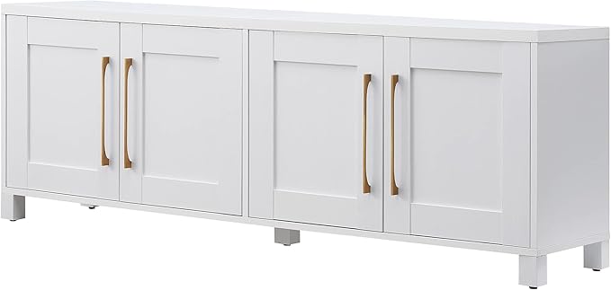 Henn&Hart Rectangular TV Stand for TV's up to 80" in White, TV Stands for the