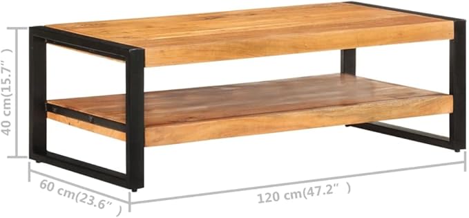 Coffee Table 47.2"x23.6"x15.7" Solid Acacia Wood, End Tables, Living Table