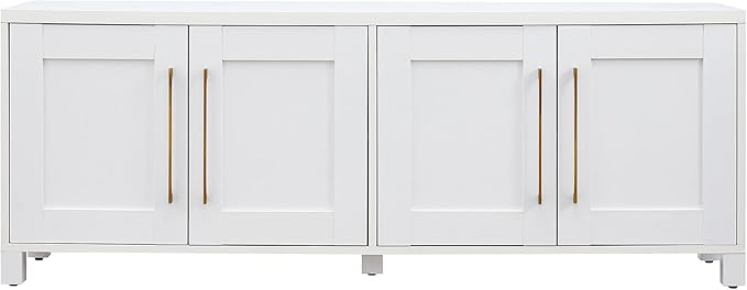 Henn&Hart Rectangular TV Stand for TV's up to 80" in White, TV Stands for the