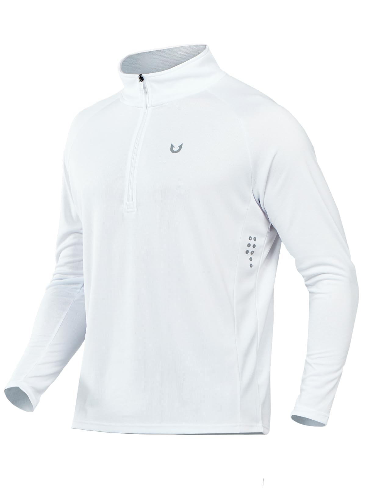 NORTHYARD Men's Running Shirt Long Sleeve Quarter Zip Pullover Moisture Wicking Quick Dry Athletic Workout Shirts White-XL