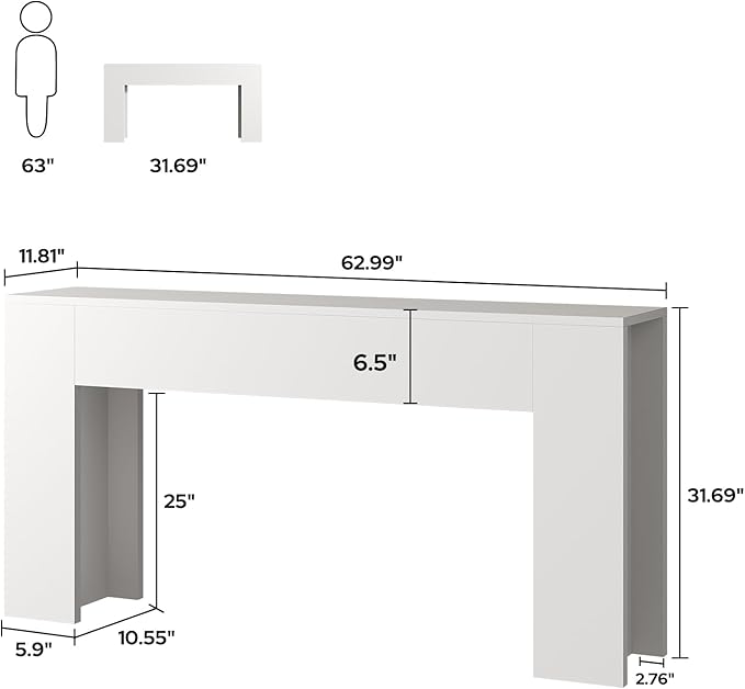UNIQUITE 63-Inch Long Console Table