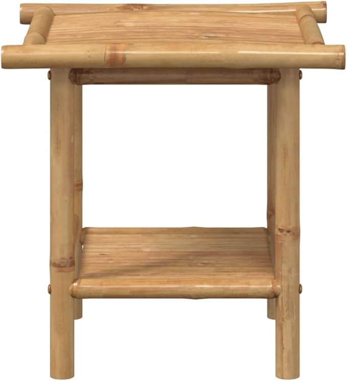 Bamboo Fiber Coffee Table with Storage Shelf, Eco-Friendly Modern Square End