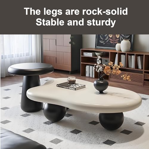 Eco-Friendly Vintage Cream Coffee Table – Sturdy Round Legs, Smooth Finish
