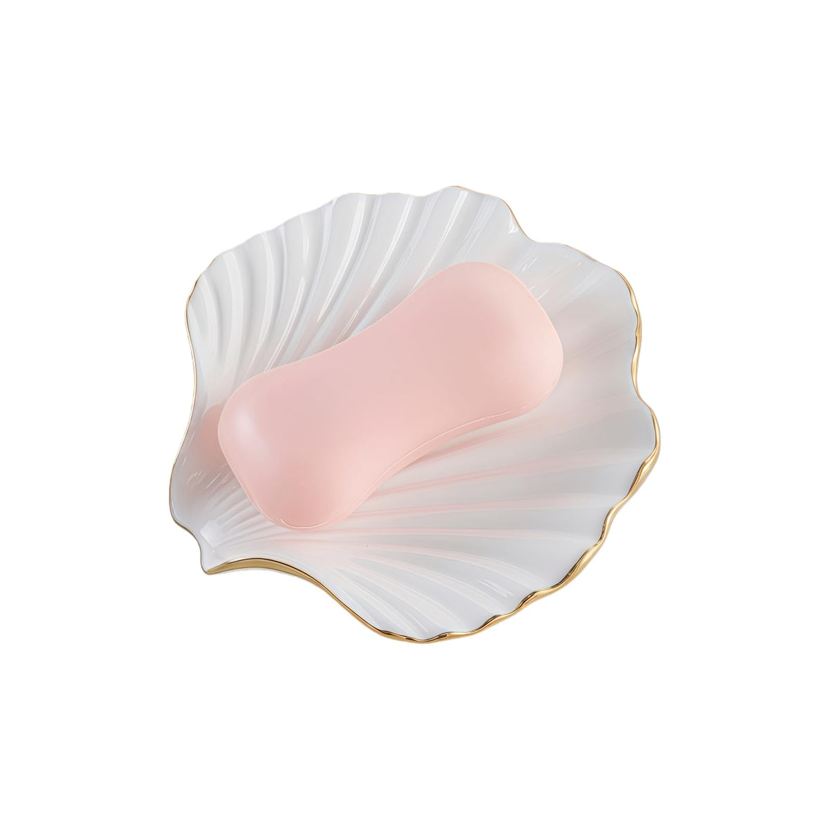 Shell-Shaped Soap Dish with Self-Draining Design Glaze, Easy to Clean, Ocean-Style Home Decoration, Creative Gift