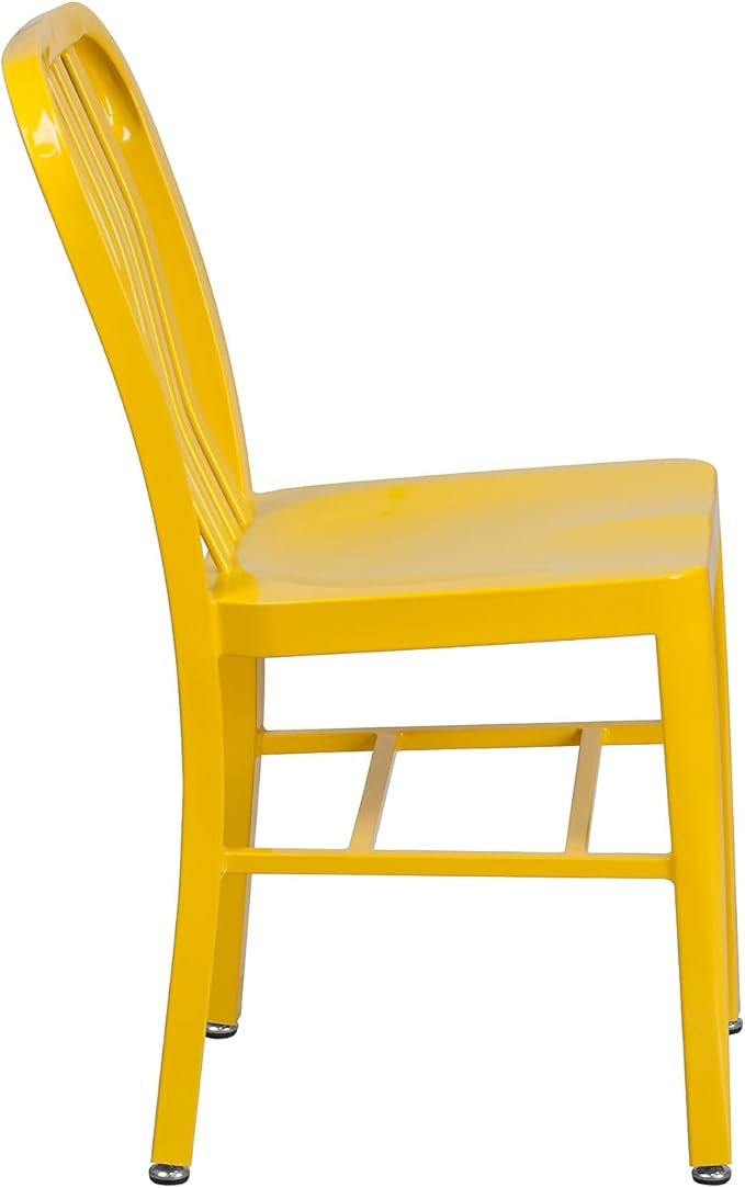 Flash Furniture Commercial Grade Yellow Metal Indoor-Outdoor Chair