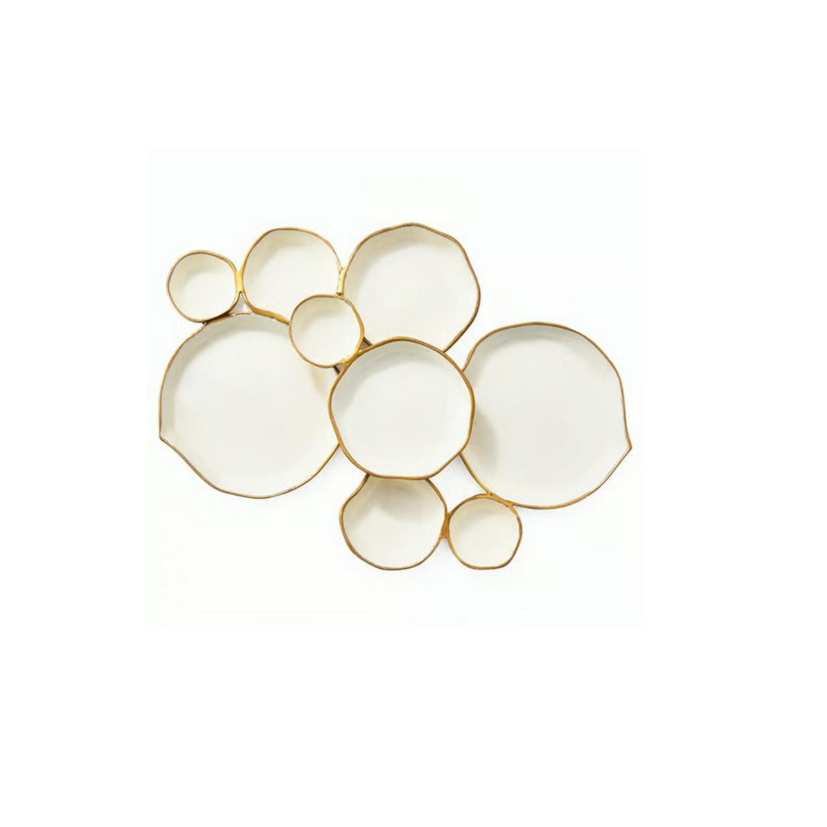 Gold Modular Bowl Set, Cluster Snack Serving Dish, Food Grade and Space Saving, Multi-Compartment Party Platter for Appetizers, Nuts, Wedding and Home Decor (White (1PCS))