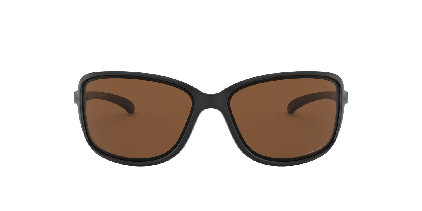 Oakley Women's OO9301 Cohort Rectangular Sunglasses, Matte Black/Prizm Tungsten Polarized, 62 mm