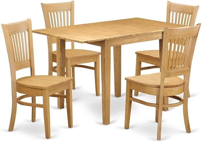 East West Furniture NDVA5-OAK-W 5 Piece Dining Room Furniture Set Includes a