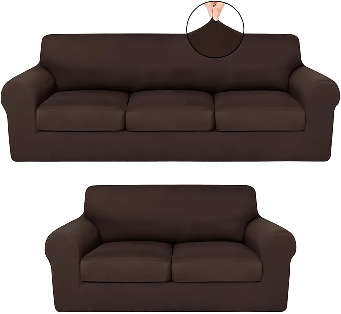 HunnmingRe Sofa Covers for 3 Cushion Couch Stretch Sofa and Loveseat Covers Set