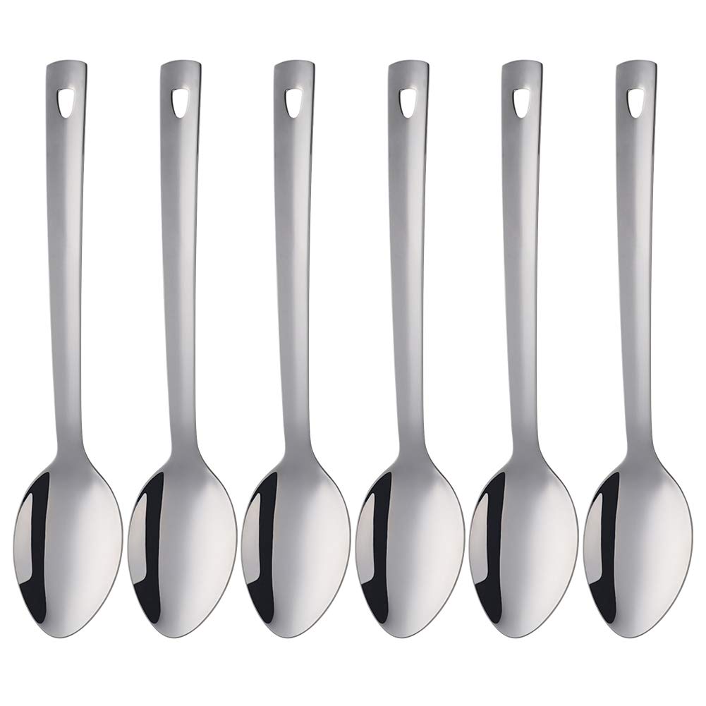 13-Inch Serving Spoons Set of 6, dongbo Stainless Steel Long Handle Buffet Serving Spoons for Catering, Silver