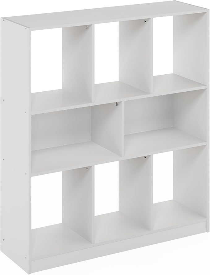 Furinno DALY Book Shelf, 8-Cube Bookshelf, Horizontal Cube Storage Organizer