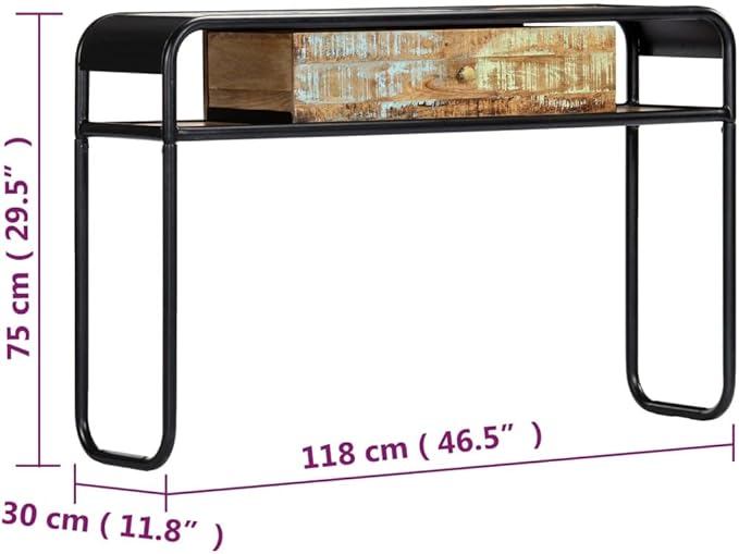 Console Table with 1 Drawer and 2 Compartments, 46.5"x11.8"x29.5" Solid