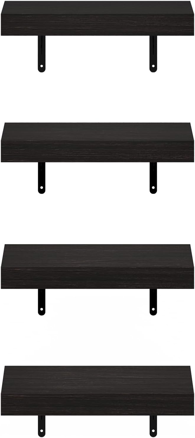 Furinno Tanna Floating Shelves for Wall Set of 4, 15-Inch Wall Shelf, Triple