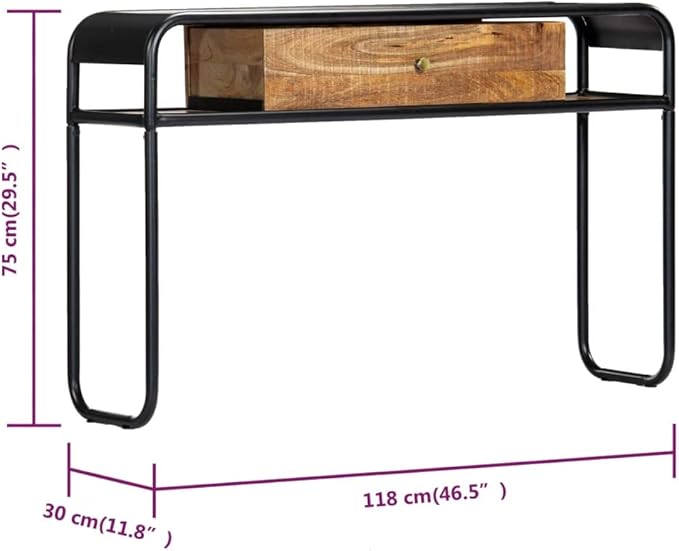Console Table 46.5"x11.8"x29.5" Solid Mango Wood, End Tables, Accent Tables