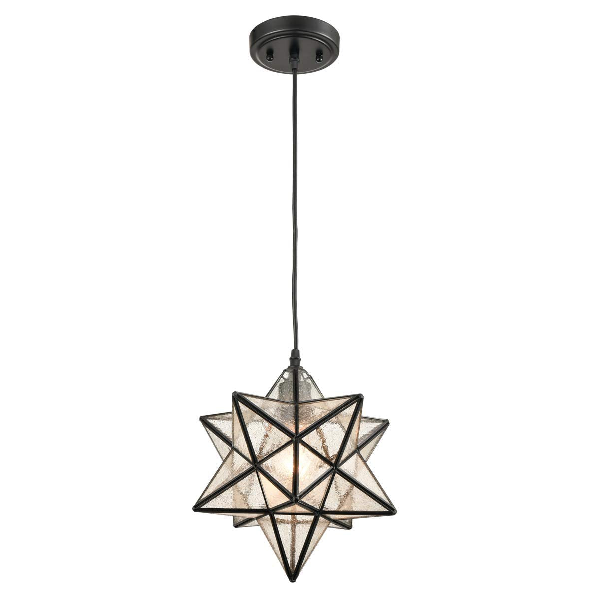DANSEER Seeded Glass Shade Industrial Moravian Star Light Pendant Lighting