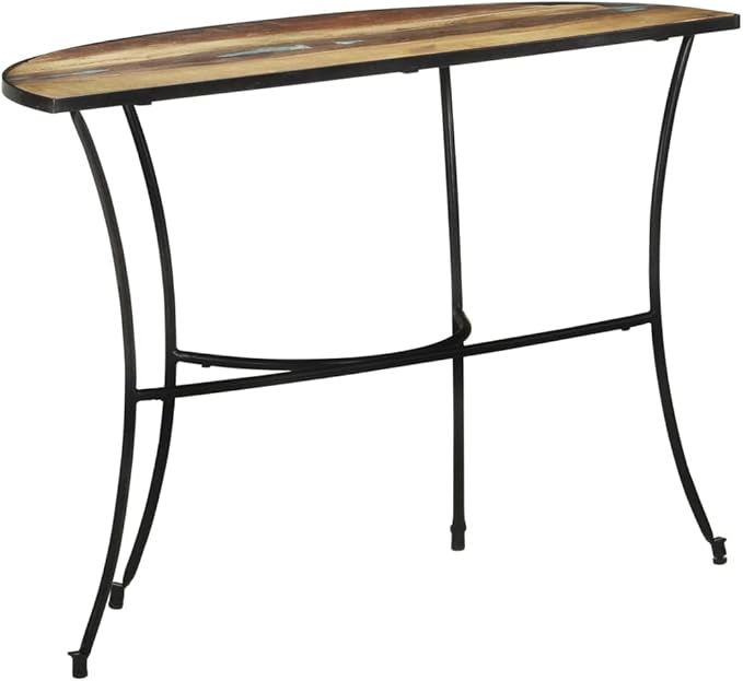 Half Circle Side Table 43.3x15.7x30.3 Inches Solid Reclaimed Wood