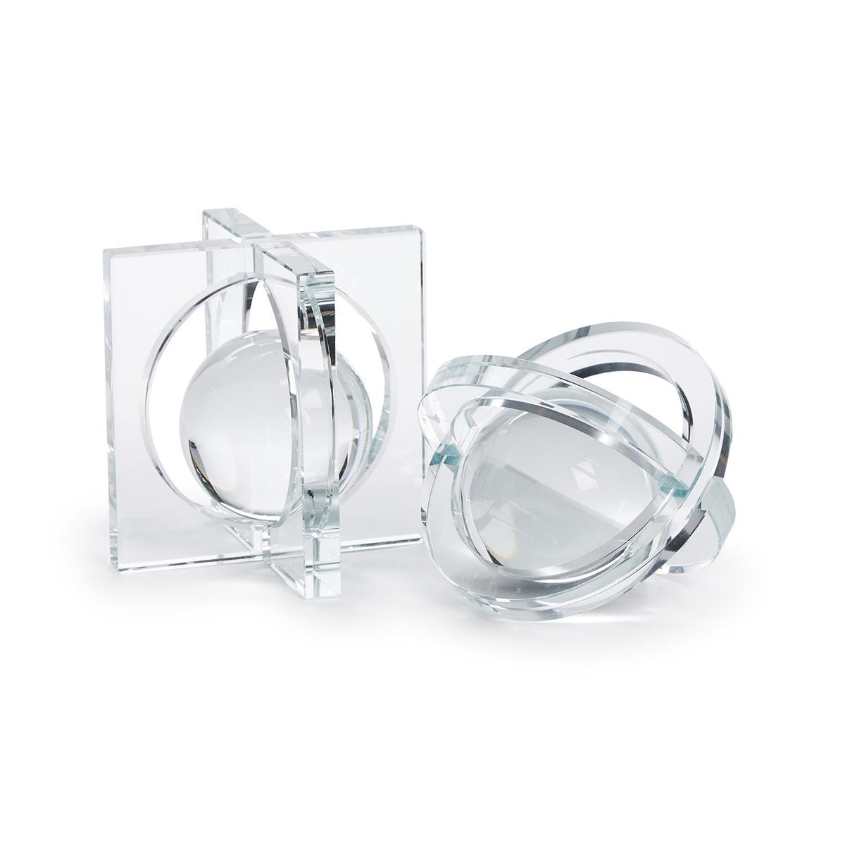Two's Company Galaxy Crystal Paperweight Sculpture, Set of 2, Includes 2 Designs, Crystal Clear Glass, 5-inches Height