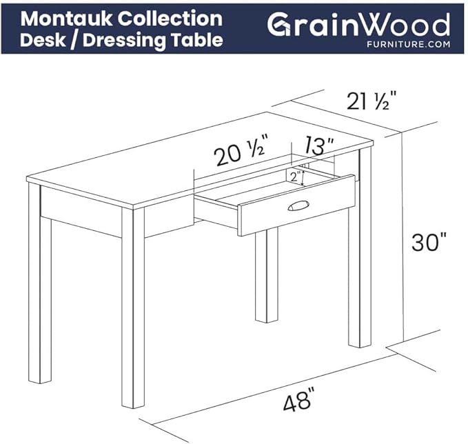 Grain Wood Furniture Montauk Desk/Dressing Table, Rustic Walnut