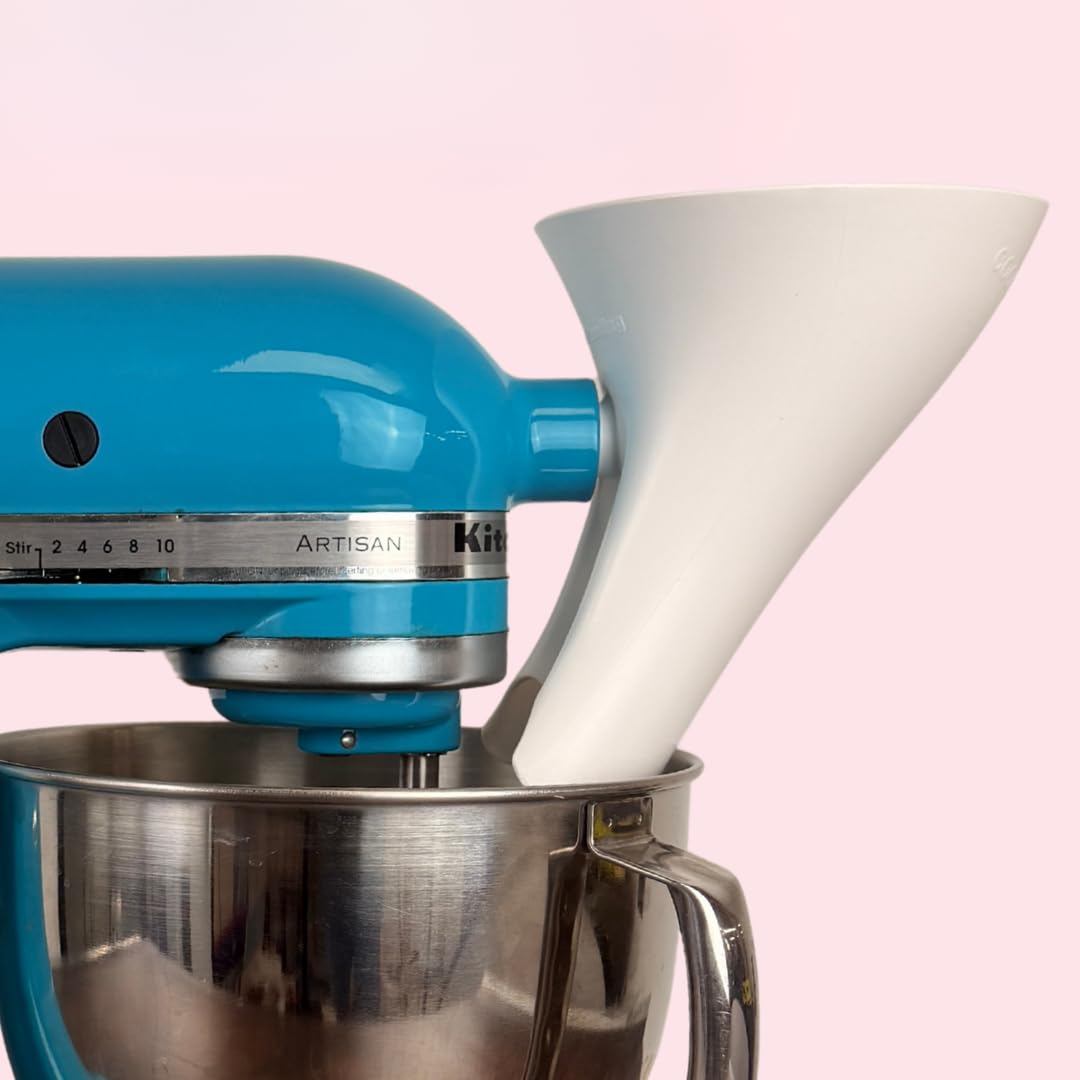 Countess Flour Funnel™ - Stand Mixer Attachment by The Cookie Countess (White)