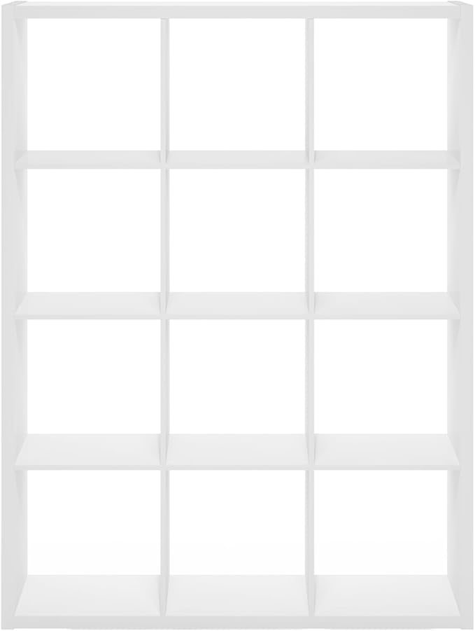 Furinno Cubicle Book Shelf, 12-Cube Bookshelf, Extra Thick Frame Reversible