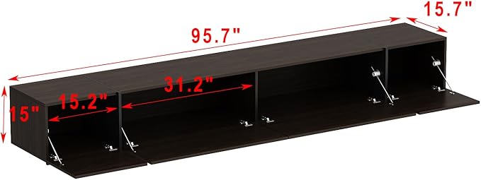 AIEGLE 95.1" W TV Stand with 4 Flip-Down Drawers, Modern Entertainment Center