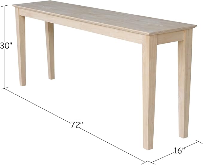 International Concepts Shaker Console Sofa Table, 72-Inch Long, Solid Parawood