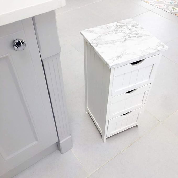 practicalWs Glossy Marble Contact Paper Granite White/Grey Kitchen Countertop