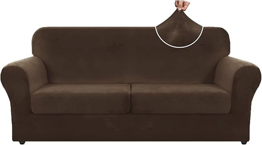 ZNSAYOTX Oversized Velvet 3 Piece Couch Cover