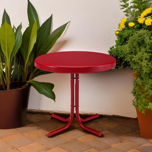 Crosley Furniture Griffith Weather Resistant Retro Metal Outdoor Side Table