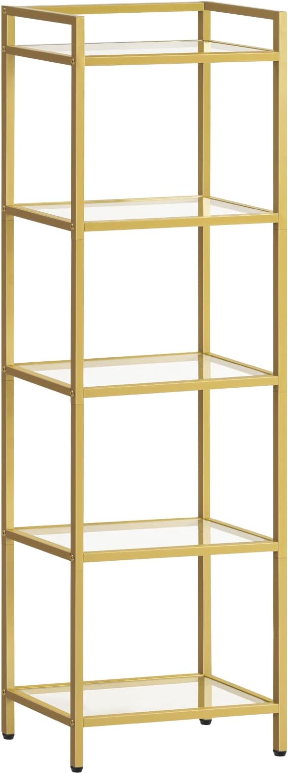 HOOBRO 5-Tier Gold Shelf, Narrow Book Shelf, Display Cabinet