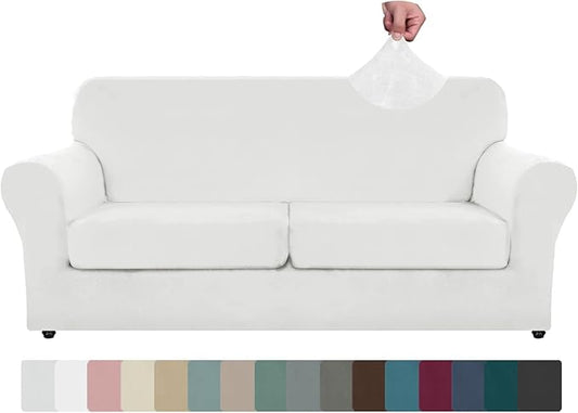 ZNSAYOTX Oversized Velvet 3 Piece Couch Cover