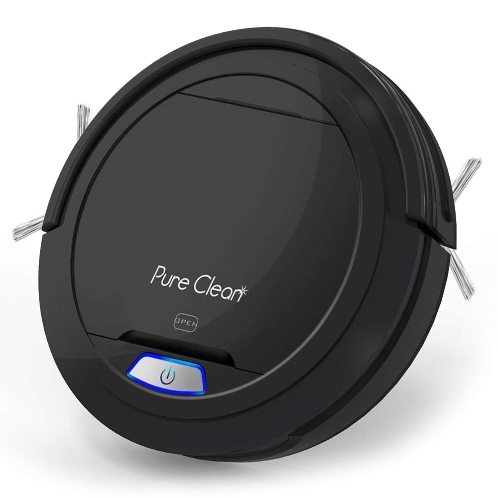 SereneLife Robot Automatic Vacuum Cleaner - Upgraded Lithium Battery 90 Min Run Time - Bot Self Detects Stairs Pet Hair Allergies Friendly Home Cleaning for Carpet Hardwood Floor - PUCRC26B, Black