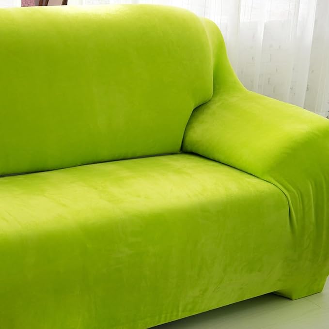 vctops 4 Seater Velvet Plush Stretch Sofa Slipcover 1-Piece Sofa Cover