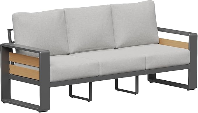 Aoxun Aluminum Outdoor Patio Furniture Set, 3 Seats Metal Sectional Patio