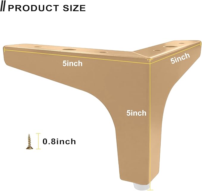 AODIOU Furniture Legs Modern Feet: Gold Metal Furniture Legs 4 Inch DIY