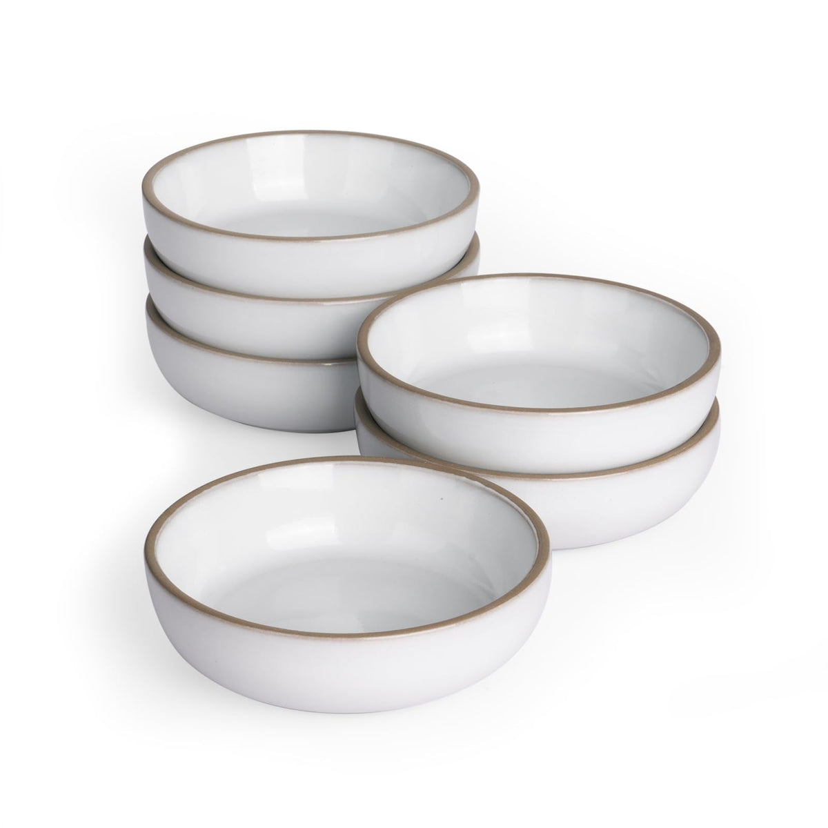 famiware Nature Ceramic Soy Sauce Dish, Dipping Bowls Set of 6, 3 oz Dipping Sauce Bowls/Dishes/Cups/Plates, Small Serving Bowls for Side Dishes, Condiments, Sushi, Appetizer, Dessert, Snowy White