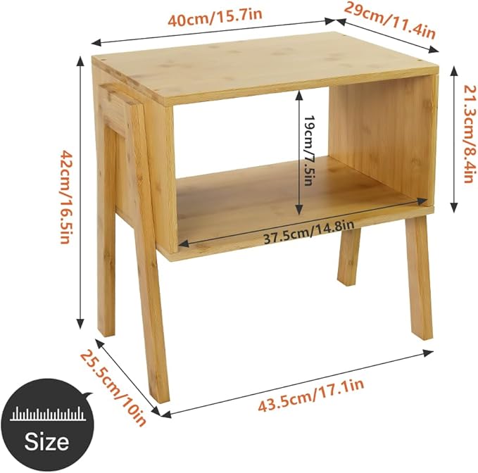 KKTONER Modern Bamboo Nightstands End Tables Bedroom
