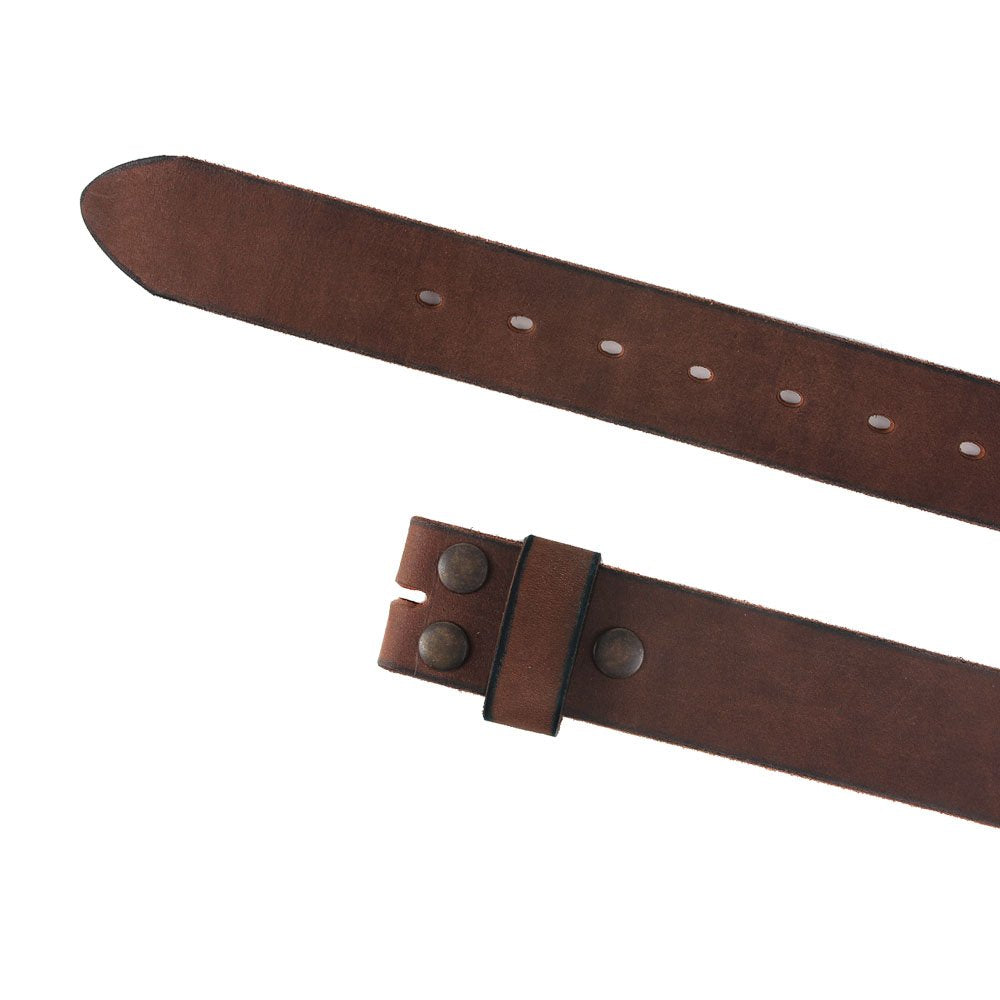 NPET Mens Leather Belt Full Grain Vintage Distressed Style Snap on Strap 1 1/2" Wide (For 36"-38" waist, coffee)