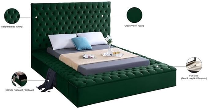 Meridian Furniture Bliss Collection Modern | Contemporary Velvet Upholstered Bed