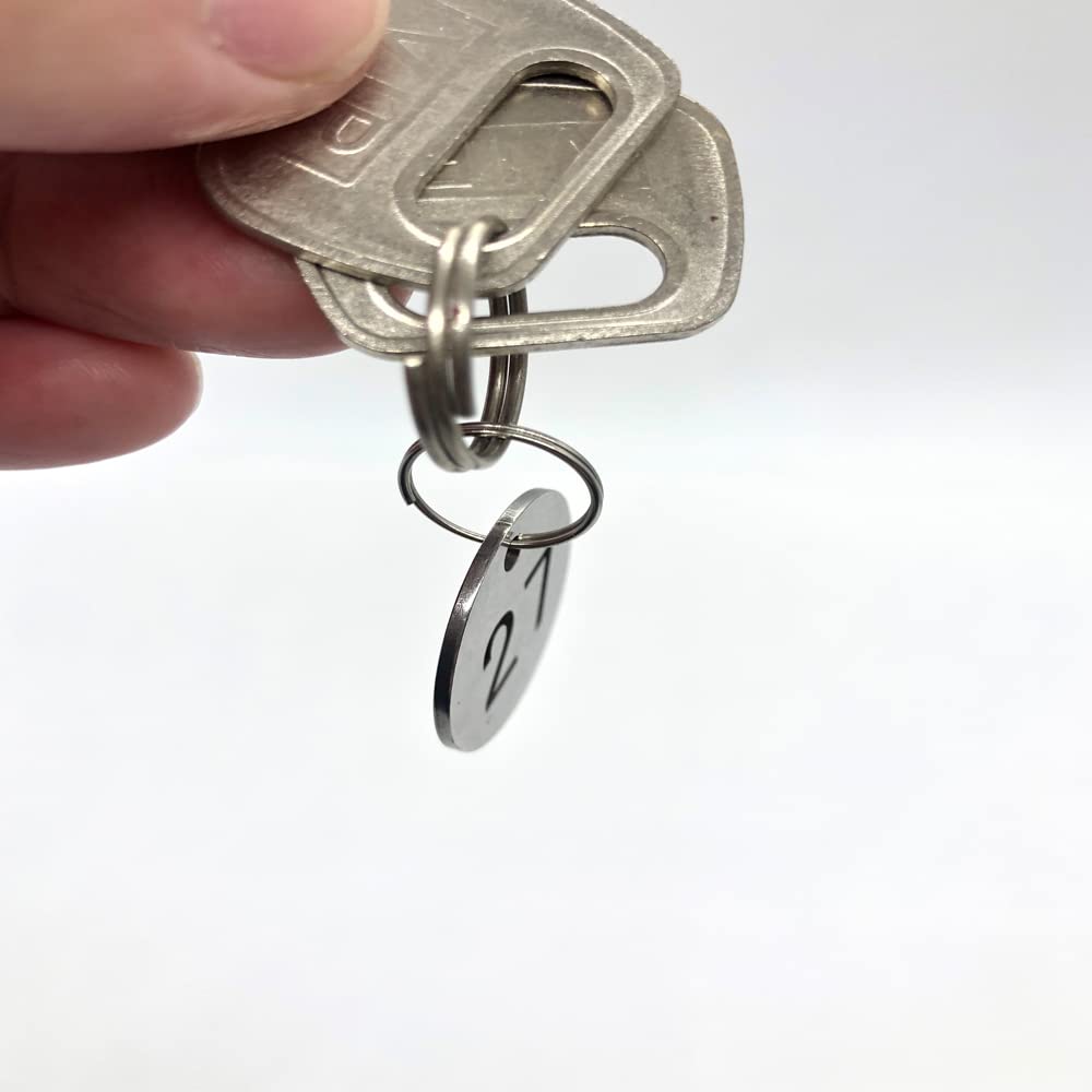 Stainless Steel Numbered Tags, Round Metal Key Tags ID Tags with Rings (1-30)
