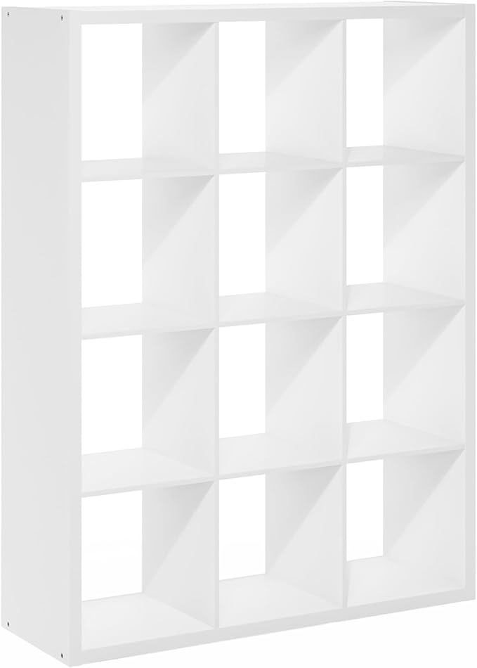 Furinno Cubicle Book Shelf, 12-Cube Bookshelf, Extra Thick Frame Reversible