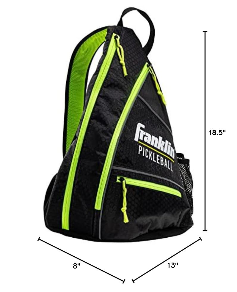 Franklin Sports Pickleball Bags - Pickleball Sling Bag Backpack for Gear + Equipment - Pickleball Bag for Men + Women - Holds Paddles, Pickleballs + Accessories - Black/Optic