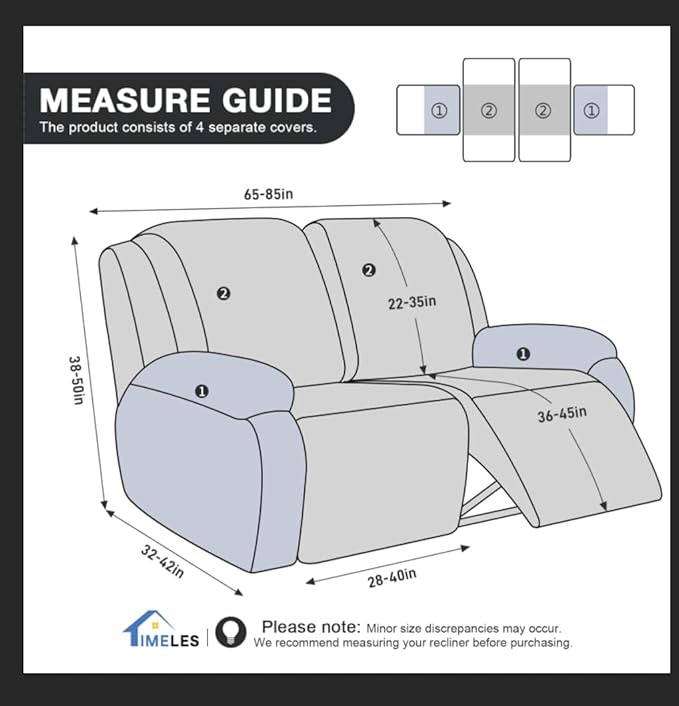 Timeles Extra Wide Recliner Loveseat Covers Oversized Reclining Couch Covers