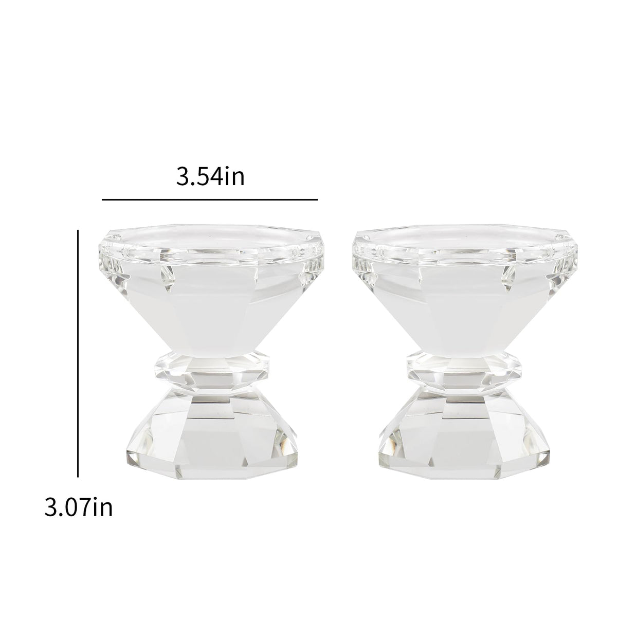 Marvala Crystal Candle Holders, Pillar Candlestick Set of 2, Modern Elegant Tall Crystal Candlesticks for Wedding Centerpieces, Christmas, Dining Table, Home, Party Decor